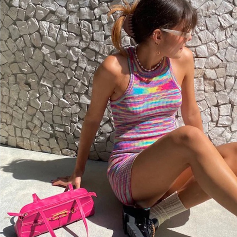 NEW Princess Polly rainbow mini dress 🌈